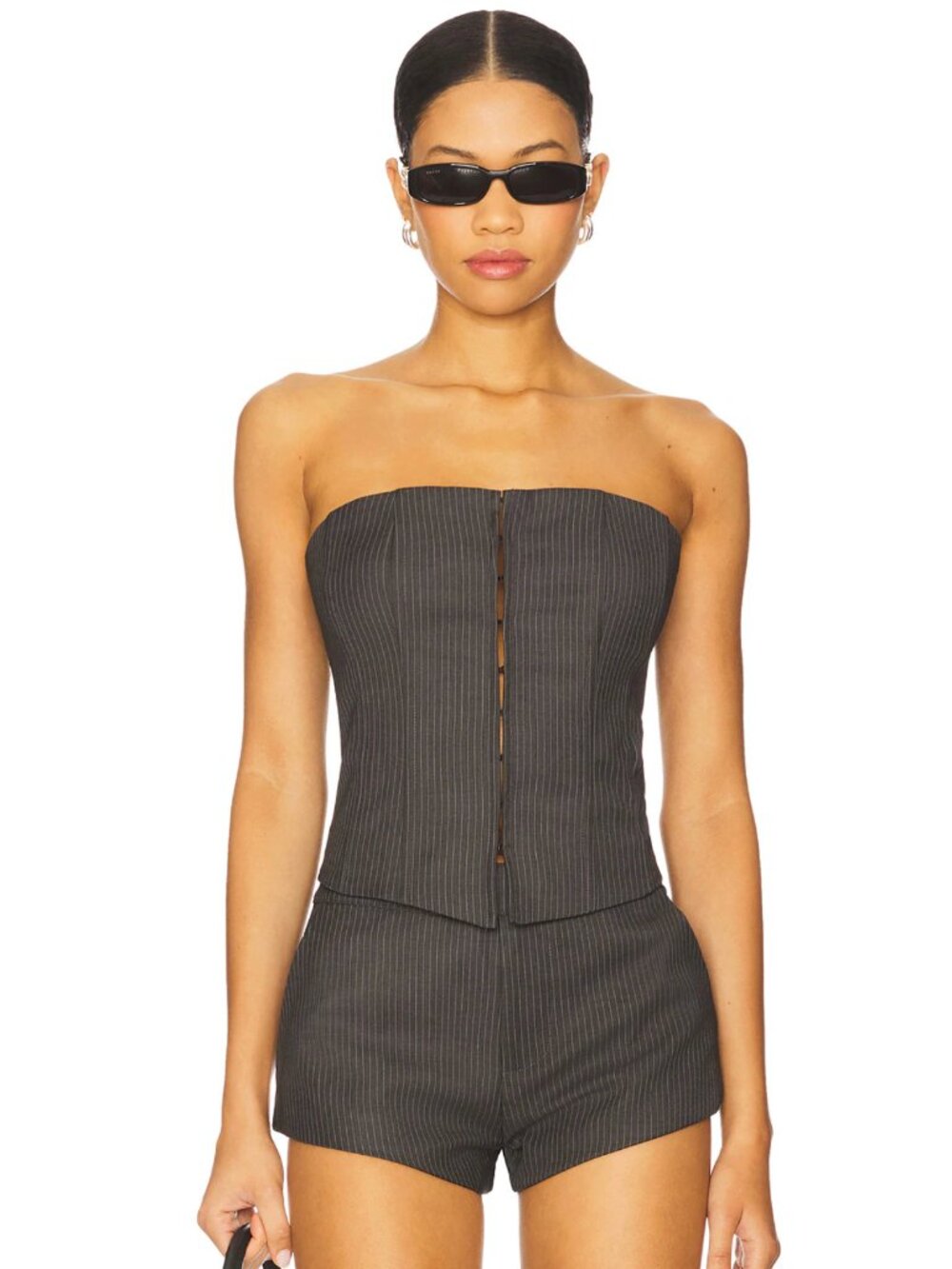 NEW Nakedvice The Addison Top Grey Pinstripe Strapless Corset Bustier Naked Vice